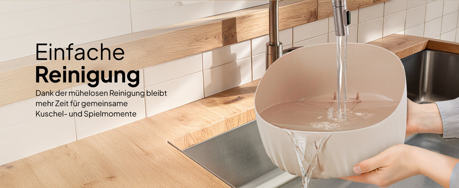 Einfache Reinigung der Produkte unter dem Wasserhahn